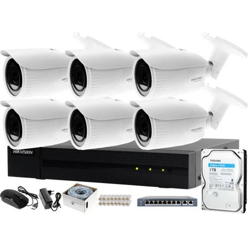 Monitoring CCTV dla firm, biur, domów Hikvision Hiwatch Rejestrator IP HWN-4108MH + 6x Kamera 4MPx HWI-B640H-V + Akcesoria