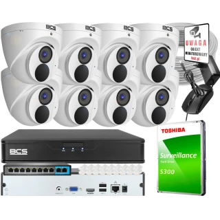 System monitoringu 8 kamer 4 Mpx CMOS Starlight, szeroki kąt, 2K funkcje inteligentne, mikrofon