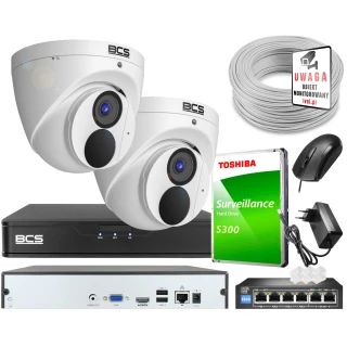 Dozór obiektu, posesji, system monitoringu BCS 2 kamer 2Mpx Full HD, audio, funkcje inteligentne 