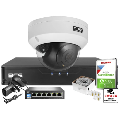 Zestaw do monitoringu z kamerą kopułkową 5 Mpx Kamera BCS-P-DIP15FSR3 akcesoriami