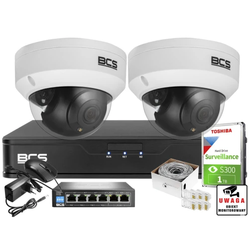 Monitoring firmy sklepu domu H.265+ BCS Point 2x Kamera BCS-P-DIP15FSR3 1TB