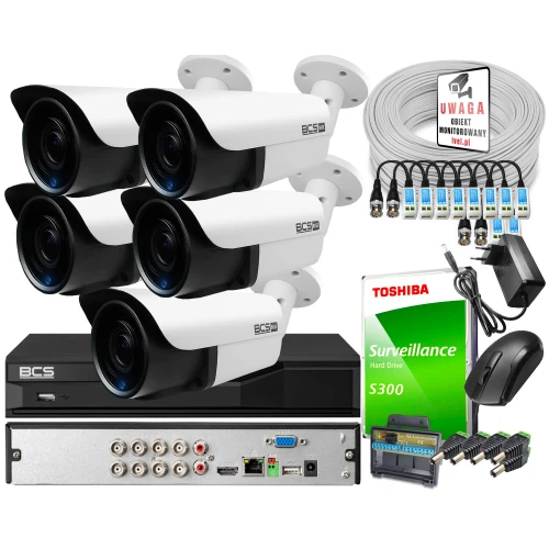 Monitoring Full HD BCS Basic Full HD 2MPx 1TB H265+ 5 x Kamera tubowa 2.8mm IR 40m
