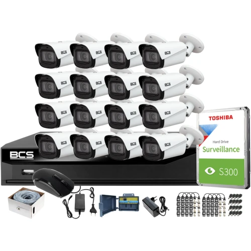 Monitoring 4K zestaw do firmy domu BCS Rejestrator cyfrowy hybrydowy BCS-XVR16014KE-III 16x Kamer BCS-TA48VWR6 Akcesoria