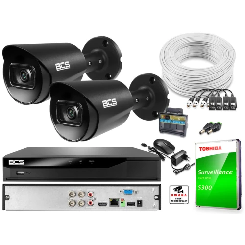 Monitoring Full HD zestaw do firmy domu BCS Rejestrator cyfrowy hybrydowy BCS-L-XVR0401-VI  2x Kamer BCS-TA12FR3-G Akcesoria