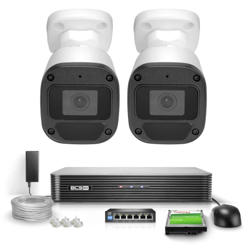 Zestaw monitoring firmy domu 2x BCS-B-TIP12FR3(2.0) Full HD IR 30m Mikrofon PoE 1TB