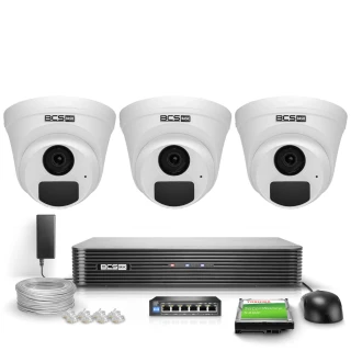 Monitoring IP Full HD BCS Basic Full HD 2MPx 1TB H265 3x BCS-B-EIP12FR3(2.0) 2.8mm IR 30m