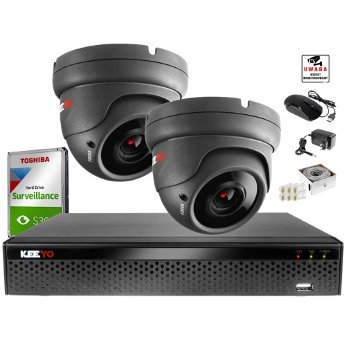 Monitoring IP Keeyo Zestaw Full HD IR40m H265+ 2x LV-IP2301BL-II