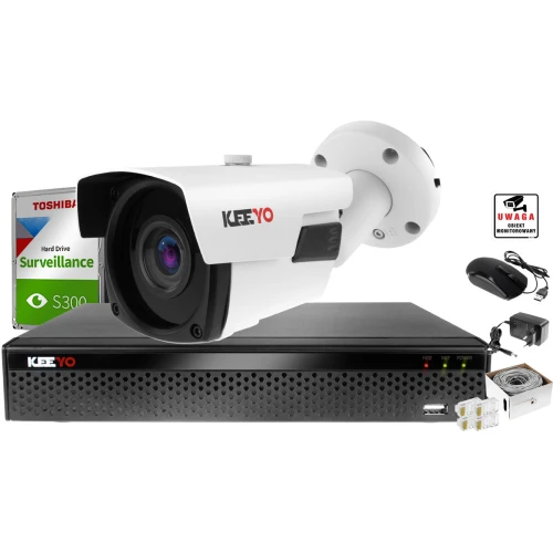 Monitoring IP Zestaw Keeyo 1TB H265+ Full HD IR 60m 1 kamera
