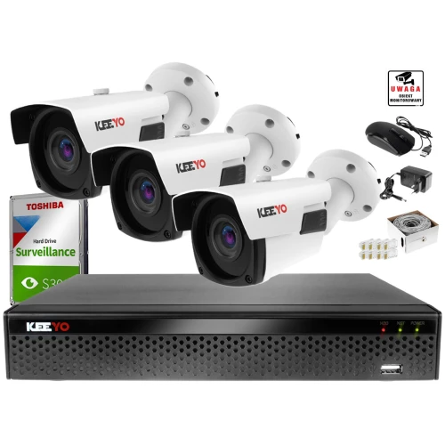 Monitoring IP Zestaw Keeyo 1TB H265+ Full HD IR 60m 3x LV-IP2601-II