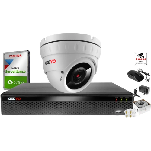 Monitoring Keeyo Zestaw IP Full HD IR40m H265+ 1x LV-IP2301-II