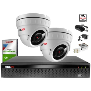 Monitoring Keeyo Zestaw IP Full HD IR40m H265+ 2x LV-IP2301-II