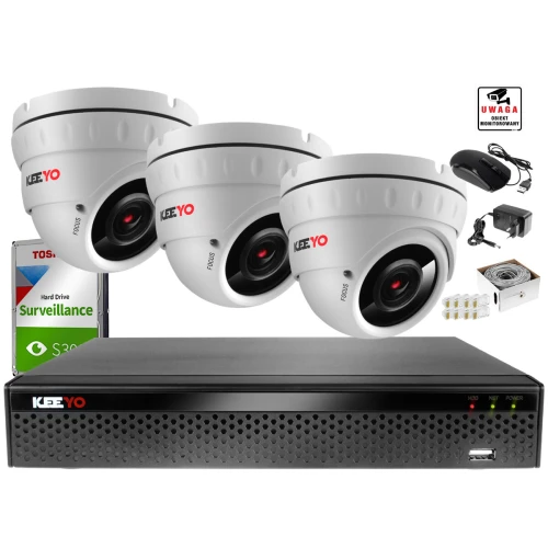 Monitoring Keeyo Zestaw IP Full HD IR40m H265+ 3x LV-IP2301-II