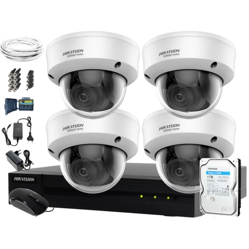 Monitoring kompletny zestaw z 4 kamerami do firmy, biura Hikvision Hiwatch HWD-6104MH-G2, 4 x HWT-D320-VF, 1TB, Akcesoria
