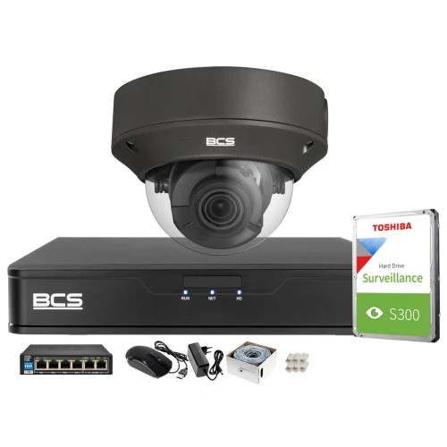 Zestaw do monitoringu z kamerą kopułkową 5 Mpx Kamera BCS-P-DIP52VSR4-Ai1-G akcesoriami