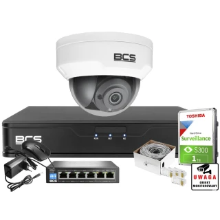 Zestaw do monitoringu z kamerą kopułkową 2 Mpx BCS-P-DIP22FSR3-Ai1 akcesoriami