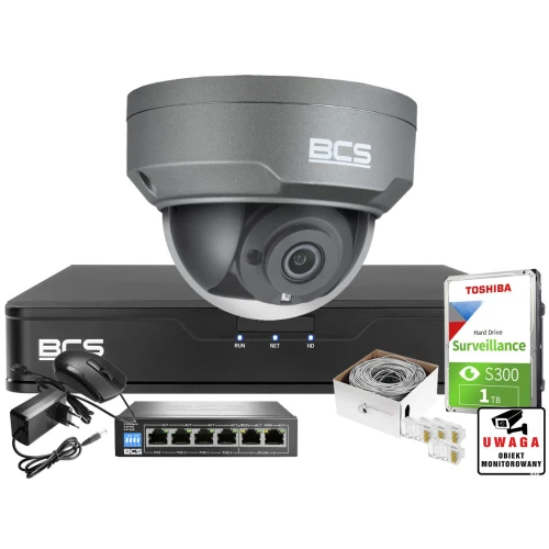 Monitoring obraz i dźwięk firmy sklepu domu H.265 BCS Point 1x Kamera BCS-P-DIP22FSR3-Ai1-G + Akcesoria