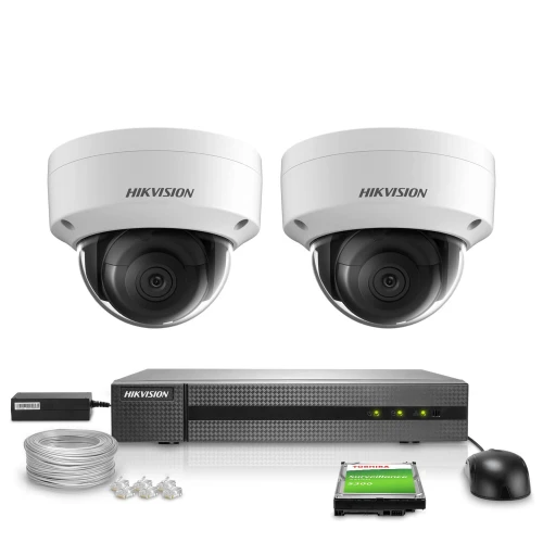 Monitoring Plug&Play 2Mpx zestaw Wandaloodporny Hikvision Hiwatch Rejestrator IP HWN-2104MH-4P 2x Kamera HWI-D121H Akcesoria