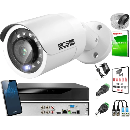 Zestaw do monitoringu z kamerą tubową 2 Mpx BCS-B-MT22800-B i akcesoriami
