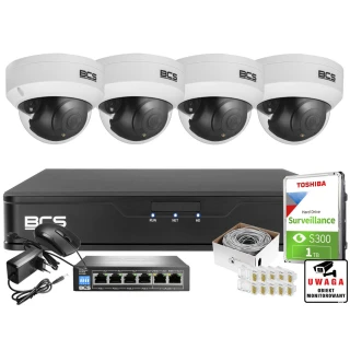 Monitoring firmy sklepu domu H.265+ BCS Point 4x Kamera BCS-P-DIP15FSR3 1TB CP