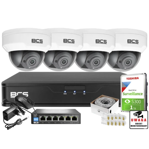 Monitoring wideo audio kasy stacji paliw sklepu BCS Point Rejestrator IP + 4x Kamera BCS-P-DIP22FSR3-Ai1 + Akcesoria