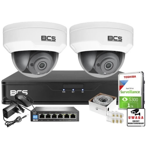Monitoring wideo i dźwięk firmy sklepu domu H.265 BCS Point 2x Kamera BCS-P-DIP22FSR3-Ai1 + Akcesoria