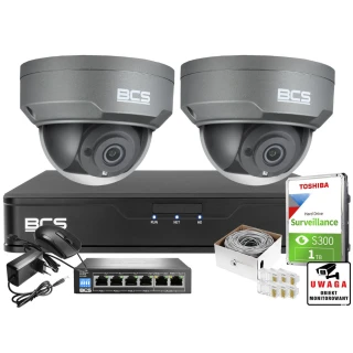 Monitoring wideo i dźwięk firmy sklepu domu H.265 BCS Point 2x Kamera BCS-P-DIP22FSR3-Ai1-G + Akcesoria