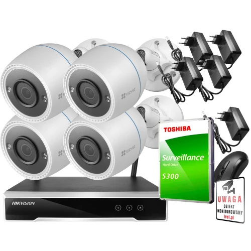 Monitoring zestaw bezprzewodowy Hikvision  Ezviz 4 kamery C3T WiFi Full HD 1080p 1TB