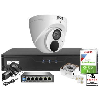 Monitoring zestaw do domu  BCS Point Rejestrator IP + 1x Kamera + Akcesoria