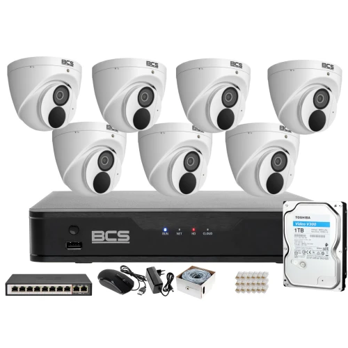Monitoring zestaw do kawiarni, restauracji BCS Point Rejestrator IP + 7x Kamera + Akcesoria