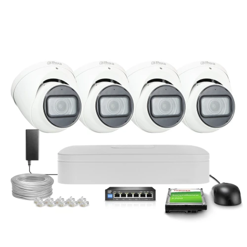 Profesjonalny monitoring DAHUA 4x kamera IPC-HDW3841T-ZAS-27135 , Rejestrator NVR4108-4KS2/L 8MPx