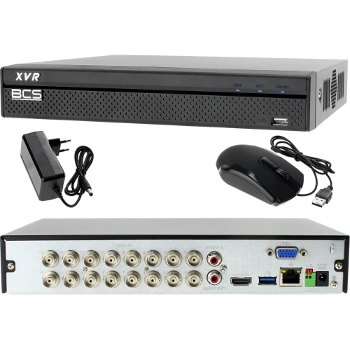 Zestaw do monitoringu: Rejestrator BCS-XVR1601-III+ 8x BCS-TQE5200IR3 - Dysk 1tB + Akcesoria
