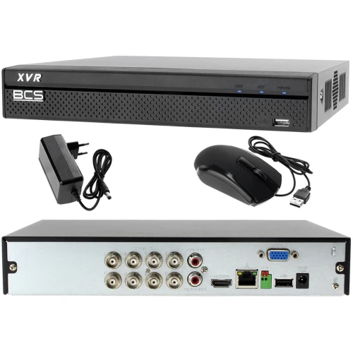 Zestaw do monitoringu: Rejestrator BCS-XVR0801 + 8x BCS-TQE6200IR3-G  - Dysk 1TB + Akcesoria