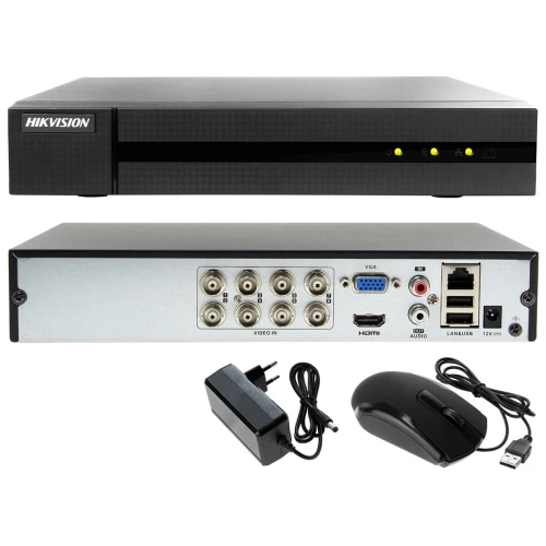 5 kamerowy zestaw do monitoringu Hikvision rejestrator DVR-8CH-2MP, 5 x HWT-B120-M, 1TB, Akcesoria