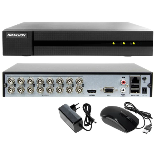 Kompletny Monitoring szkoły Hikvision Hiwatch Turbo HD, AHD, CVI HWD-6116MH-G2, 8 x HWT-T120-M + 7x HWT-B120-M + 1x HWP-T5225I 1TB, Akcesoria