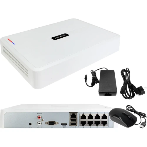 ZM12785 Monitoring Plug&Play 4MPx zestaw do firmy domu Hikvision Hiwatch Rejestrator IP HWN-2108H-8P 8x Kamera HWI-B140H Akcesoria