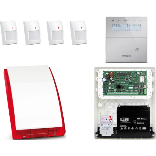 Satel Integra Alarm Wifi Bezprzewodowy: Płyta Główna Integra 128-WRL + Manipulator bezprzewodowy INT-KWRL-SSW + 4 x Czujka APD-100 + Sygnalizator Bezprzewodowy ASP-105 + Akcesoria