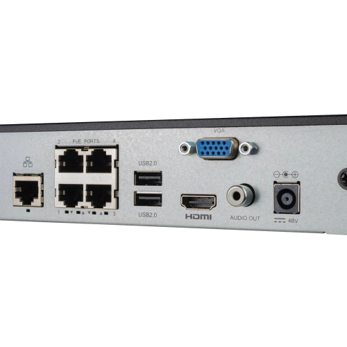 Sieciowy rejestrator 4 kanałowy BCS-B-NVR0401-4P(2.0) do 8MPx wbudowany switch POE
