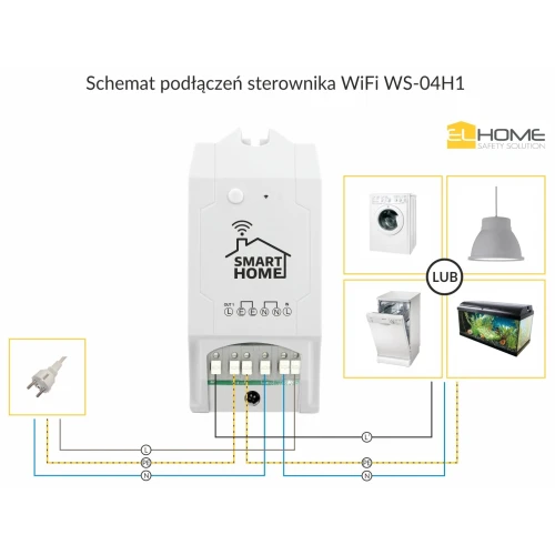 Sterownik WiFi EL HOME WS-04H1 z licznikiem energii, AC 230V/ 10A
