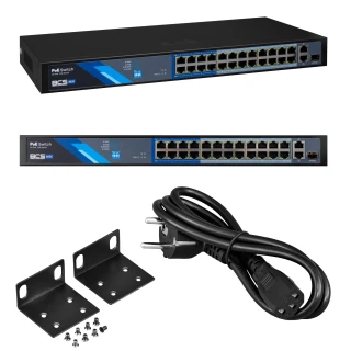 Switch 24 portowy PoE 100Mbps, 2xRJ45 Gigabit Uplink + 1xSFP BCS-B-SP2402G-1SFP
