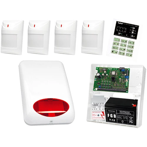 System alarmowy SATEL: Centrala CA-6 P, Manipulator CA-6 KLCD-S, 4 x Czujka AQUA PET,  Sygnalizator SPL-5010 R, Akcesoria