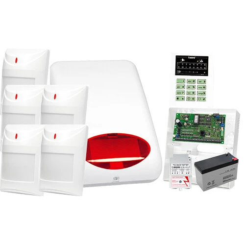 System alarmowy SATEL: Centrala CA-10 P, Manipulator CA-10 KLED-S, 5 x Czujka AQUA Plus, Sygnalizator SPL-5010 R, Akcesoria
