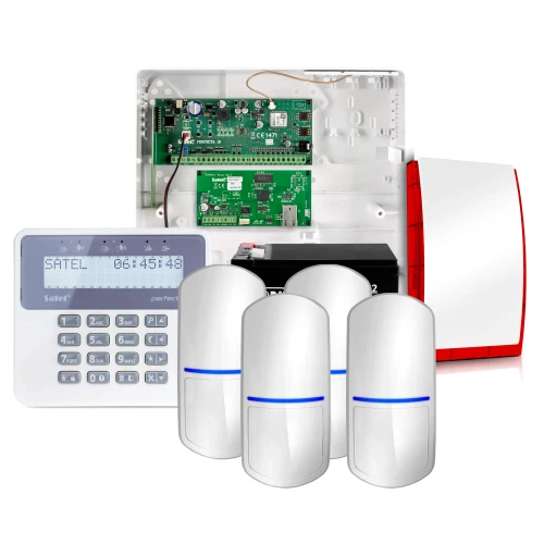 System alarmowy Satel Perfecta 16, 4x Czujka, LCD, Sygnalizator SP-4001 R, akcesoria