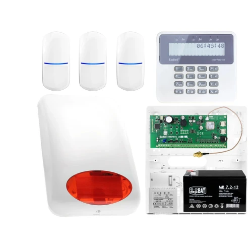 System alarmowy Satel Perfecta 16, 3x Czujka odporna na zwierzęta, LCD, Aplikacja mobilna, Powiadamianie