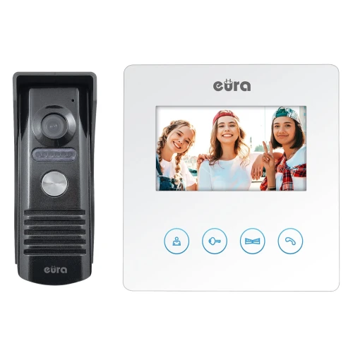 Wideodomofon EURA VDP-52A3 ATIRA Biały, LCD 4,3'', obsługa 2 wejść