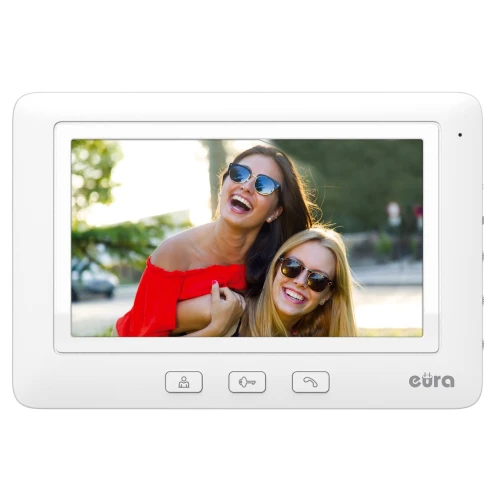 Wideodomofon EURA VDP-58A3 Biały, LCD 7", Czytnik