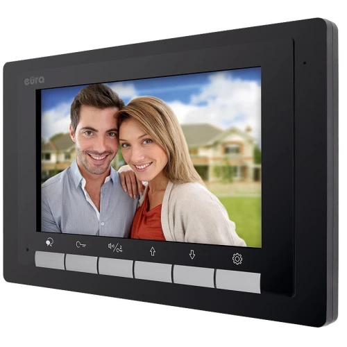 Wideodomofon EURA VDP-70A5/N BLACK 2EASY. dwurodzinny, 2x LCD 7", 2-żyłowy, Natynkowy, Czytnik
