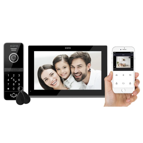 Wideodomofon EURA VDP-97C5 czarny, dotykowy, LCD 7'', AHD, WiFi, Pamięć, Aplikacja