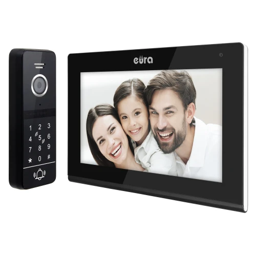 Wideodomofon EURA VDP-97C5 czarny, dotykowy, LCD 7'', AHD, WiFi, Pamięć, Aplikacja
