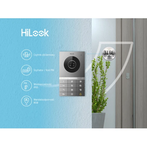Wideodomofon HD-VIS-02-K(W), 2-żyłowy, IP, WiFi, Aplikacja HiLook by Hikvision