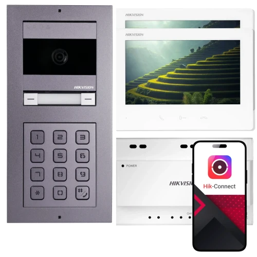 Wideodomofon Hikvision DS-KIS704EY-ACW2 2- rodzinny, 2 monitory